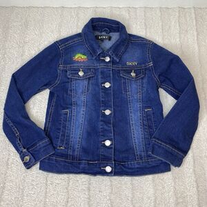 DKNY Hungry Caterpillar Worm Blue Denim Jean Jacket Snap Up Front Girls 5‎